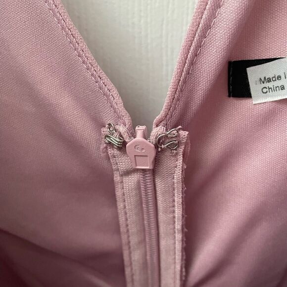 TFNC London Pink Blush Embellished Shoulder Detail Tulip Hem Midi Women’s Size S - Picture 9 of 10